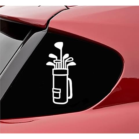 Slap-Art Golf Bag with Clubs Vinyl Decal Sticker (White) Cover