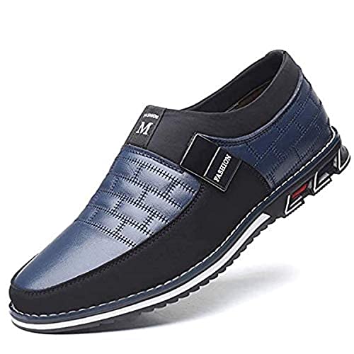 Chaussures Mocassins Homme Cuir en Bateau Conduite Daim Loafers Casual Ville Décontractées Flâneurs Bureau Confort(Bleu,42 EU Cover