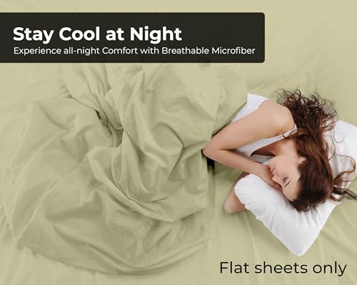 Image of Royale Linens 2 Pack Bulk Flat Sheet Set - Top Sheets - Soft 1800 Microfiber - Wrinkle & Stain Resistant - for Hotel, Massage Table, Hospital, Dorm - Twin Flat Sheet Sold Separately (Twin, Sage Green)