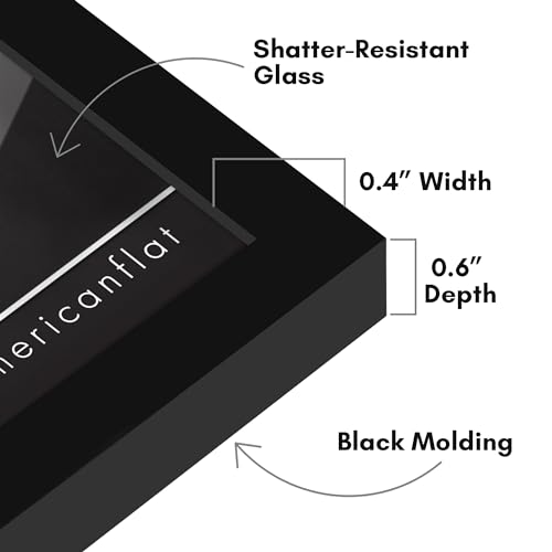 Americanflat 5x5 Picture Frame with Shatter-Resistant Glass - Streamline Collection - Thin Border Square Frame for Tabletop and Wall Display - Hanging Hardware and Easel Stand Included - Black