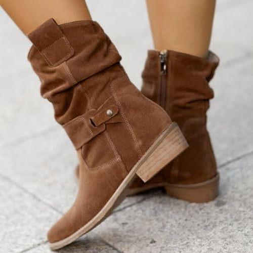 Bottes mi-mollet en daim marron de qualité supérieure pointure 39.5