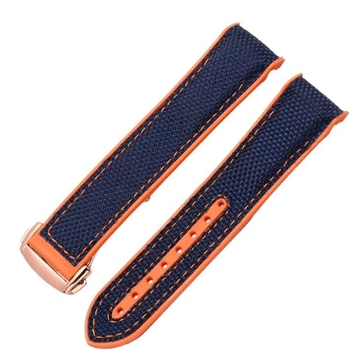 KAPPDE Bracelets de montre en caoutchouc silicone 20 mm 22 mm Bracelet de montre en nylon pour bracelets Omega Seamaster 300 m GMT Chrono 600 m Planet Ocean 215 bracelets (couleur : bleu, orange,