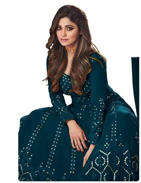 Image of VRATI Enterprise Full Length Long Gowns with Dupatta Traditional Function Ethnic Dresses Embroidery Sequins Work Gown (Semi Stitched)