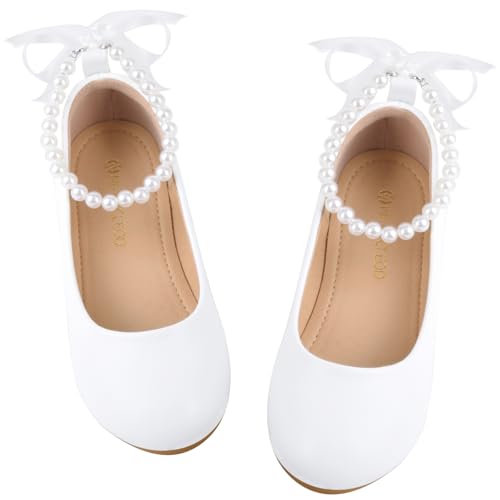 ZGDG Girls Flat Dress Shoes Ballet Shoes,Glitter Mary Jane Flats Wedding Party Ballerinas with Elastic Strap for Little/Big Kid