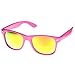zeroUV - Retro Bright Horn Rimmed Sunglasses with Colorful Mirrored Lenses - UV400 (Hot Pink)