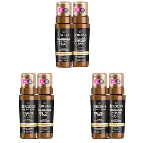 Image of Jergens Natural Glow Instant Sun Body Mousse, Ultra Deep Bronze, 6 Fl Oz (Pack of 6)