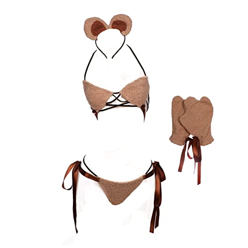 Micro bikini ours kawaii avec culotte marron et haut furry style tenue anime japonais
