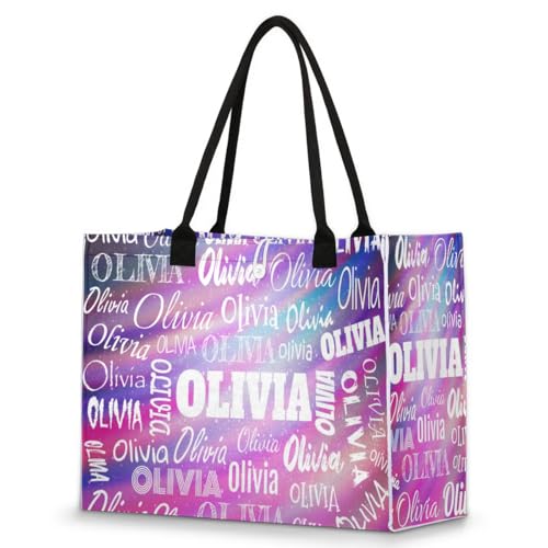 Personalized Women Tote Bag with Name, Customized Large Beach Shoulder Handbags Casual Bag for Travel Daily Work - Main Image