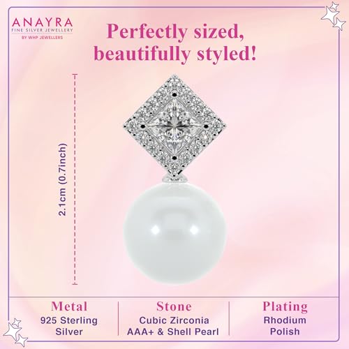 Image of 925 Sterling Silver Pearl Earrings for Women | Sterling Silver Pearl Stud Earrings | Hypoallergenic Rhodium Plated Anti-Tarnish Lightweight Daily Wear Jewellery | Office Wear | Gift for Wife, Girlfriend, Mother, Sister | Birthday, Anniversary, Rakhi