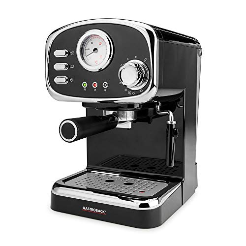 42615 Design Espressomaschine Basic, 1100 Watt, Schwenkbare Milchschaumdüse, professionelle Espressopumpe, Kunststoff, Schwarz, Silber