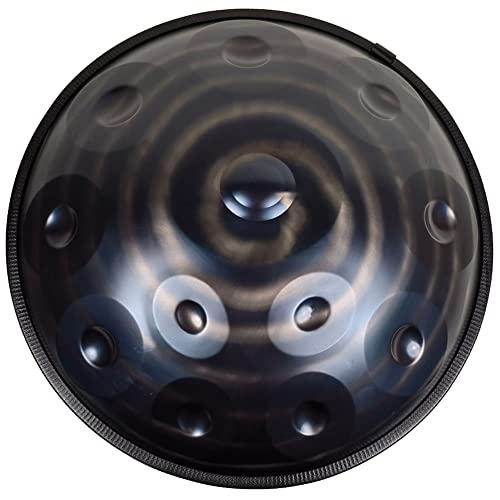 22" D Minor Handpan Drum, Steel Hand Drum with Soft Handpan Bag, 2 Handpan Mallets, Handpan Stand and Dust-Free Cloth, Thread(Blue-Black,12 Notes)