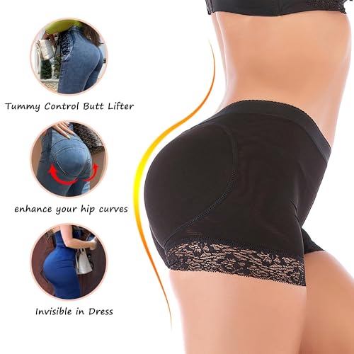 Vorcy Women Butt Pads Fake Butt Lifter Shapewear Padded Panties Hip Enhancer Pads Body Shaper Tummy Control Black - Image 2
