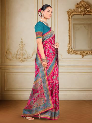 Image of Glory Sarees Women's Luxurious Dola Pure Silk Original Saree Position Print Work Madhubani Inspired Motifs Banarasi Kanjivaram Style Saree With Blouse Piece (Elegant101 Parent)