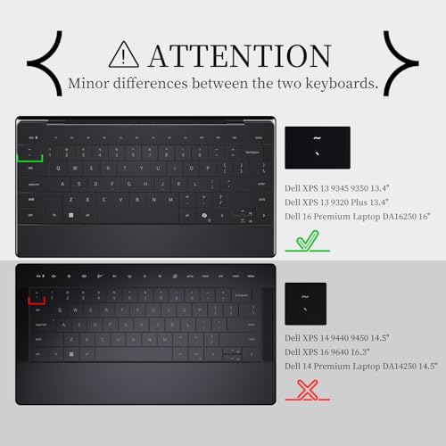 Protector de Teclado Silicona para Dell XPS 13 y 16 Negro miniatura 2