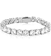 OYOGAA 14K Gold & Silver Tennis Diamond Choker Necklace, 10mm Cubic Zirconia for Men & Women