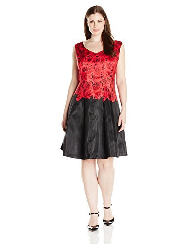 Julian Taylor Women's Plus Size Floral Printed Fit and Flare Dress
