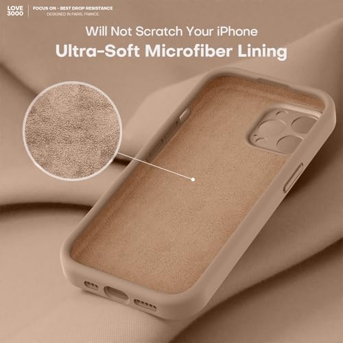 Image of LOVE 3000 Designed for iPhone 13 Pro Max Case, Premium Silicone with [Soft Anti-Scratch Microfiber Lining] Shockproof Protective Phone Case for Holsters 6.7 inch, Light Brown