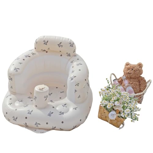 Vilom バスチェア インフレータブルソファ 子供用 ふわふわ素材 座り練習に最適 滑り止め付き 安定感◎ 折りたたみ式で収納簡単 かわいいデザイン プレゼントやギフトにも最適 (ウサギの頭)