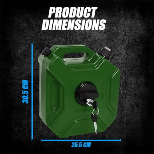 Image of Universal 5 Liter Fuel Jerry Can With Clamp and Cap For Motorcycle | Fuel Container Heavy Duty construction for Petrol /diesel /kerosene Storage (Green)