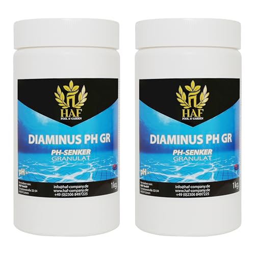 HAF® Reductor de pH/pH Minus granulado 2 kg – Para una reducción rápida y fiable y regular del pH en piscina, piscina y jacuzzi – Calidad: fabricado en Europa – Cantidad: 2 x 1 kg