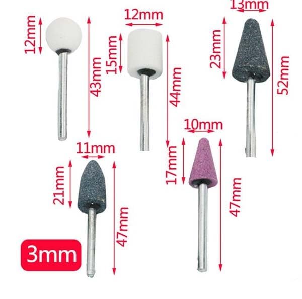 10 Pz/set Abrasivo Lucido Montato Pietra Set Macinazione Burr Wheel Shank Grinder Strumenti 3MM