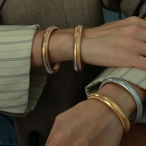 Image of Long tiantian Gold Bangles for Women Bangle Bracelets Chunky Bangles Bracelets Non Tarnish Gold /Silver Bracelet for Women Trendy Jewelry Gifts