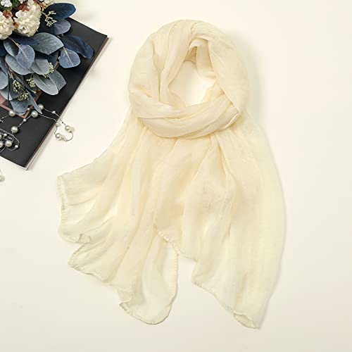 Women Lightweight Breathable Solid Color Soft Chiffon Long Fashion Scarves Sun-proof Shawls Wrap All Season2