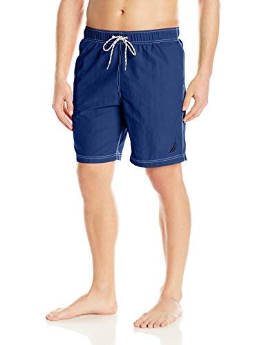 Image of Nautica Men's Solid Quick Dry Classic Logo Swim Trunk