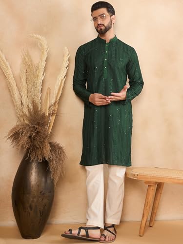 Image of Amazon Brand - Tavasya Men Linen Traditonal Regular Kurta