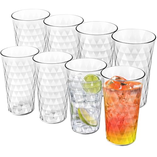 Freshmage 8 Pack 20 oz Unbreakable Plastic Drinking Glasses, All-Clear