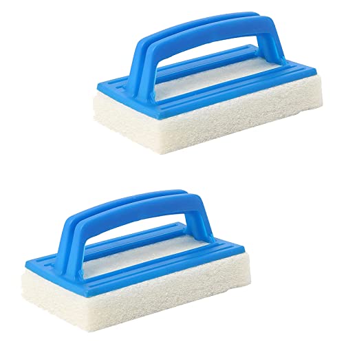 Ksvaye 2 Pezzi Piscina Spazzola Spugna Strumenti di Pulizia con Manico Spa Piscina Strumenti di Pulizia per Piscine, Vasche da Bagno e Spa e Acquario