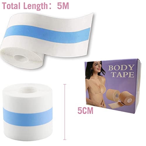 Image of Invisible Bob Tape Breast Lift Tape Self Adhesive Body Tape Bra for Chest | Bust Boobs Lifting Push up Backless Bra Support Tape Lift Support Boobytape Long Straps for Large Breasts Strapless Dresses