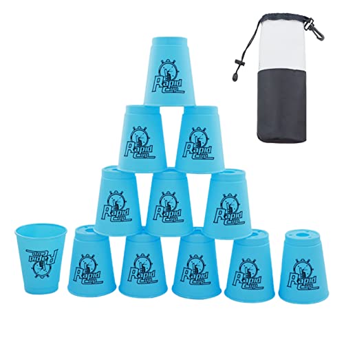 Erlsig 12 Pack Stacking Cups, M Size Quick Stack Cups Set Speed Training Game For Travel Party Challenge Competition, Blue #TOP12