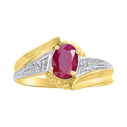 Ensemble de bagues rubis et diamant, argent plaqué or jaune haut de gamme
