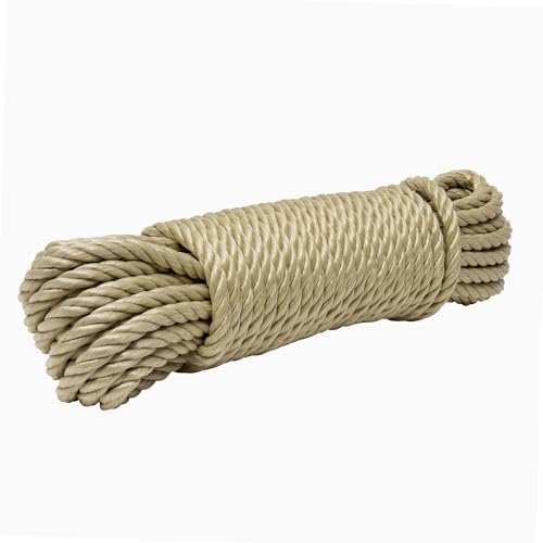 WERKA PRO Corde Beige Polypropylène - Ø 14 mm - Longueur 25 m - Résistance ± 2300 kg - Idéale pour Bricolage, Jardinage et Sports Nautiques - Utilisation...