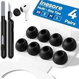 Inesore 4 Pairs Replacement Ear Tips for AirPods Pro 2nd/1st (Black)