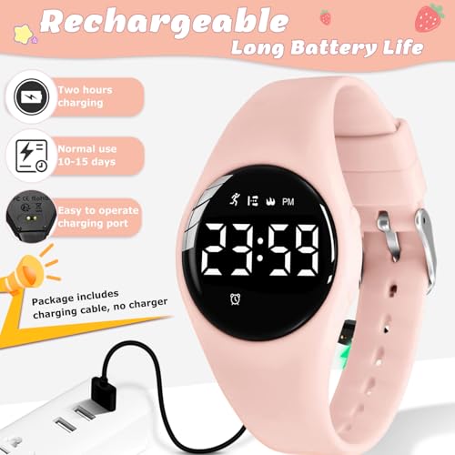 Image of Kids Watches for Girls Boys Digital Sport Watch with Step Counter Pedometer Vibration Alarm Clock, No App Waterproof Fitness Tracker Kids Watch Boys Girls Teens Students Ages 5-16