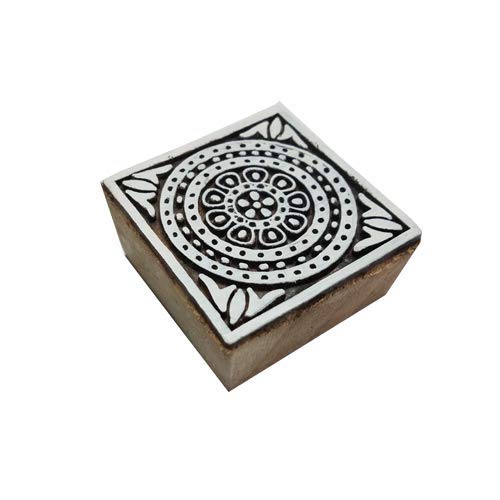 SK Art Wood Printing Stamp Block Square Design Set of 5 (2.5 Inch_Multi) 3