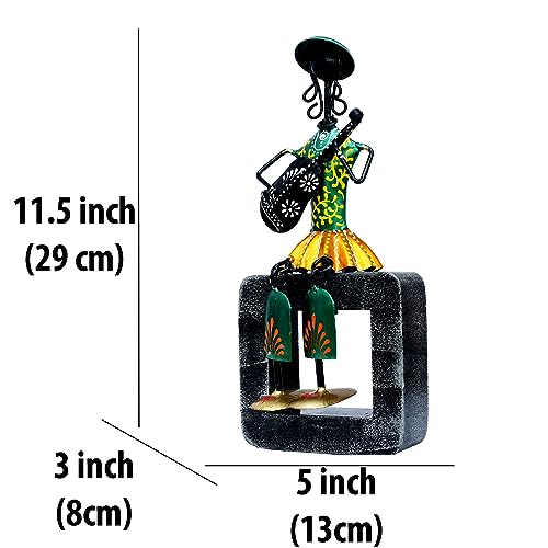 Musician Dolls Wall Hanging Metal Showpieces Handmade Iron Home Decor Tabletop Statues for Living Room, Decorative Items for Home Wall, Festive Gifting, Housewarming Present — photo — 4 of 9