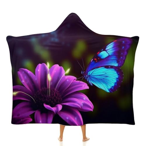 Cape à capuche pour voyage et bureau contre le froid bleu violet