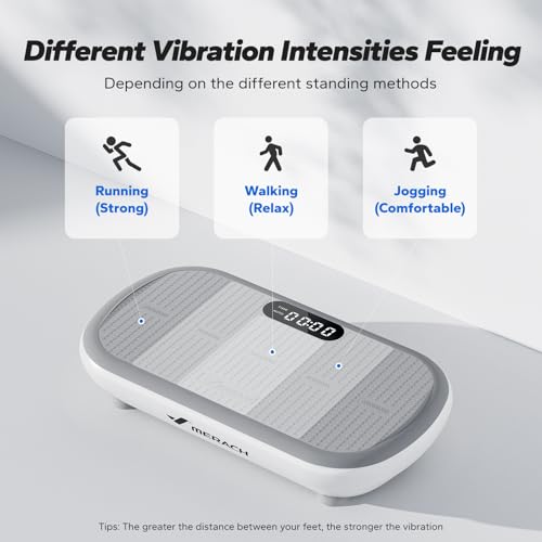 MERACH Vibration Plate Exercise Machine, Vibration Plate 440 Lbs Capacity, Bluetooth and Silicone Pedal, Stimulate Deep Fat, Vibration Plate for Lymphatic Drainage, Vibrating for Weight Loss