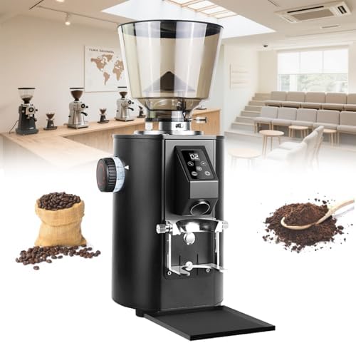 Manual Espresso Grinder | 64mm Flat Blade Coffee Grinder, 350W Automatic, 9 Precision Settings, 1 lb Bean Hopper, Perfect for Cafes & Restaurants, Beige
