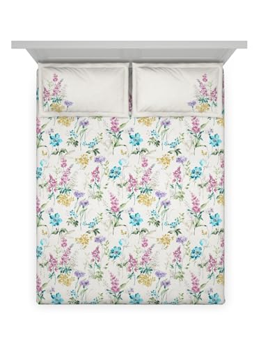 Image of DDECOR Live beautiful Cotton Queen Bed Sheet Set with 2 Pillow Covers (229 CM X 274 CM, Purple) Digital Print Classical 145TC GSM