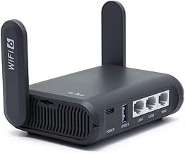 GL.iNet AXT1800 (Slate AX) WiFi 6 Router for Home & Travel, 1800Mbps, WiFi 6 802.11ax, Dual Band 2.4GHz/5GHz, 3 LAN Gigabit Port, 2 External Antennas, VPN, IPV6, WPA3, MU-MIMO, OFDMA