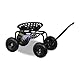 Relaxdays fahrbarer Gartensitz, höhenverstellbar, 150 kg, Stauraum, Rollsitz Gartenarbeit, Stahl, Luftreifen, schwarz