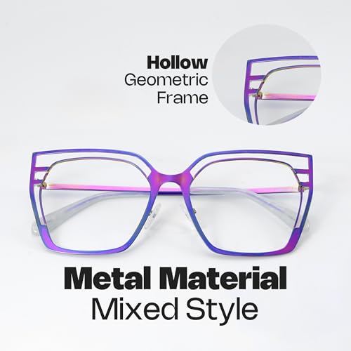 Image of Zeelool Glasses Frames for Women Oversized Square Non Prescription Eyeglasses Multicolor Metal Designer Eyewear Glasses Quinn JGM663645-04