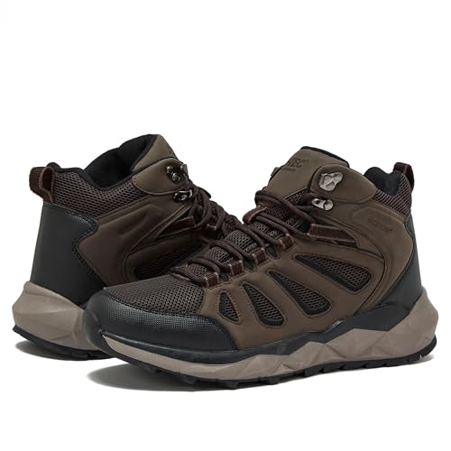 Image of HI-TEC Valley Geo Mid Waterproof Hiking Boots for Men, Lightweight Breathable Outdoor Trekking and Trail Sneakers