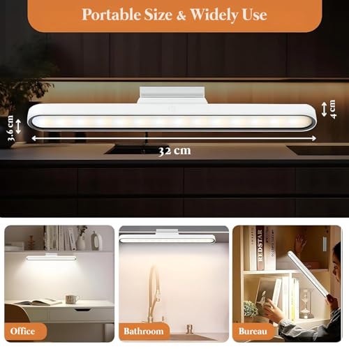 Image of Rechargeable Study Lamp for Table with 3 Color Temperature & Stepless Dimming | LED Desk Light for Study Room, Bedroom, Office & Reading | Portable Battery Operated Study Light