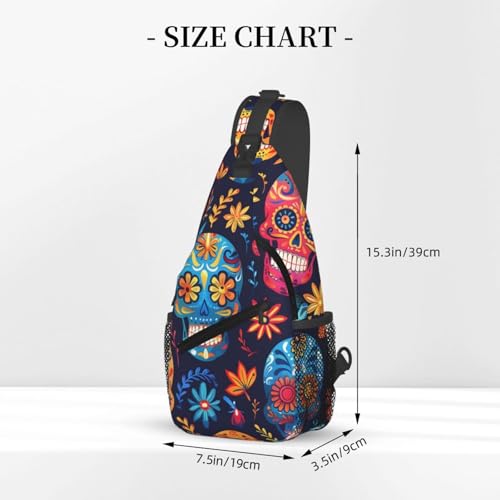Morral cruzado unisex patrón calavera colorida ligero miniatura 3