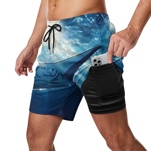 Ocean Stingray Fish Men's Swim Trunks Quick Dry Bathing Suit Board Shorts with Compression Liner2